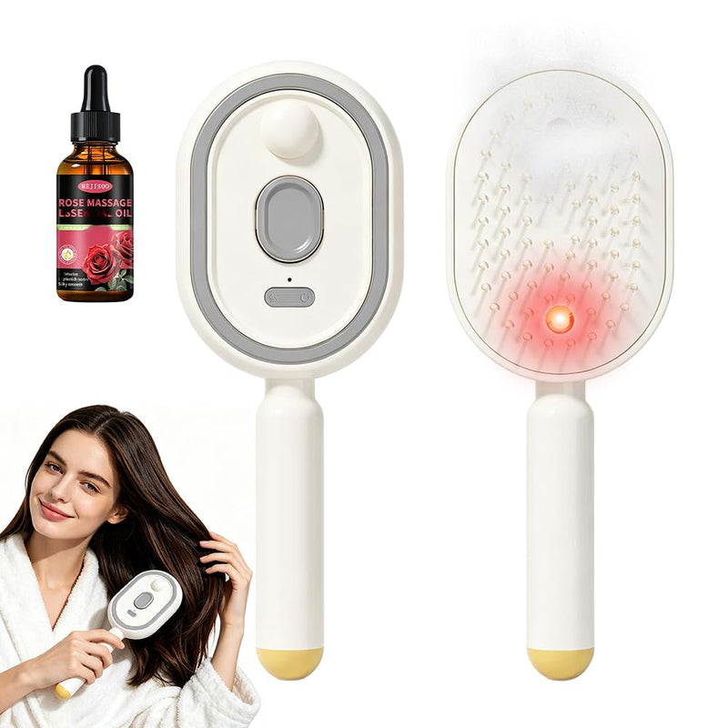  [AUSTRALIA] - Electric Spray Air Cushion Massage Comb, Rechargeable Detangling & Anti-Frizz Hair Brush, Hair Brush with Water Spray, Self-Cleaning Anti-Tangle, Steam Hair Straightener for Wet & Dry Hair(White)