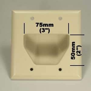  [AUSTRALIA] - InstallerParts 2-Gang Recessed Low Voltable Cable Plate - in-Wall Installation for Wall Mounted Display, Amplifier, or Other Audio and Video Devices - White, Mounting Screws Included