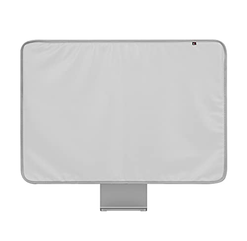  [AUSTRALIA] - PU Leather Monitor Dust Cover Sleeve for iMac 24 inch 2021 A2449 A2450, Protective Screen Dust Cover for Apple iMac 24", iMac Monitor Cover Protector with Rear Pocket-Grey Grey