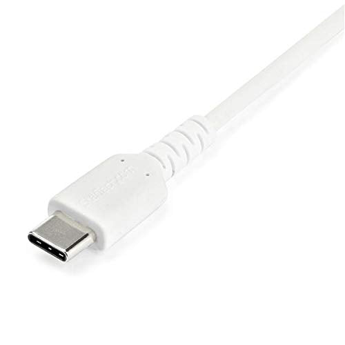  [AUSTRALIA] - StarTech.com 2m USB A to USB C Charging Cable - Durable Fast Charge & Sync USB 2.0 to USB Type C Data Cord - Rugged TPE Jacket Aramid Fiber M/M 3A White - Samsung S10, iPad Pro, Pixel (RUSB2AC2MW) 6 ft / 2 m