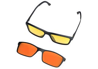  [AUSTRALIA] - DefenderShield Versa Series Blue Light Blocking Glasses for Computer Mobile Gaming 2in1 interchangeable for Day/Night Black 0.0 x