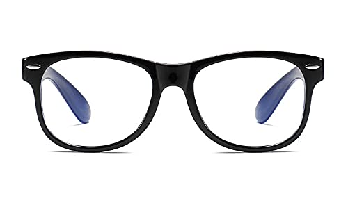  [AUSTRALIA] - Kids Blue Light Blocking Glasses Eyewear Soft TPEE Rubber Frame - for Girls Boys Age 3-12-Black Black