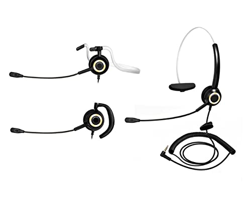  [AUSTRALIA] - Eboxer Headset with Mic Noise Cancelling, 3.5mm Single Plug, Support Rear Mounted, Ear Hook and Head Mounted, Computer Headset for Business Skype UC Webinar Call Center Office - Mono Headphone
