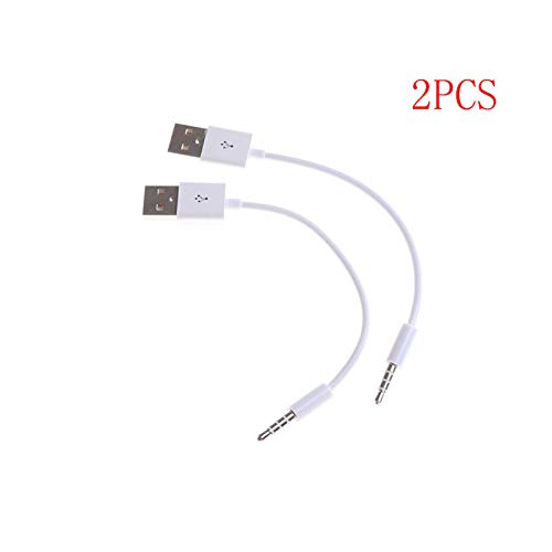  [AUSTRALIA] - VizGiz 2 Pack for iPod Shuffle Charger Cable USB Data Sync Charging Cord Replacement Jack 3.5mm Male AUX Plug to USB Male Adapter for Apple iPod Shuffle 3/4/5/6/7 Gen 3rd 4th 5th Generation MP3/MP4