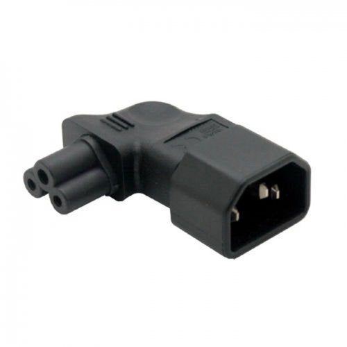  [AUSTRALIA] - JSER IEC 90 Degree Adapter 3 Poles Male C14 to Micky C5 Right Angled Extension Power Adapter