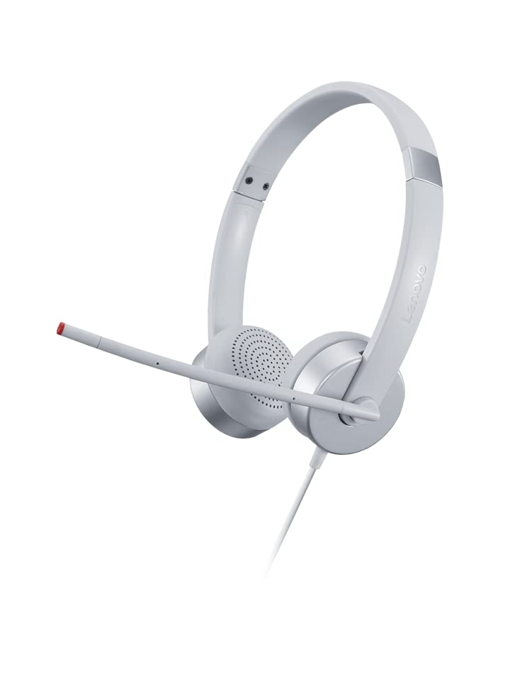  [AUSTRALIA] - Lenovo 100 Stereo Analog Headset, 3.5mm, 180° Boom Microphone, Memory-Foam Earcups, GXD1B60597, Cloud Grey