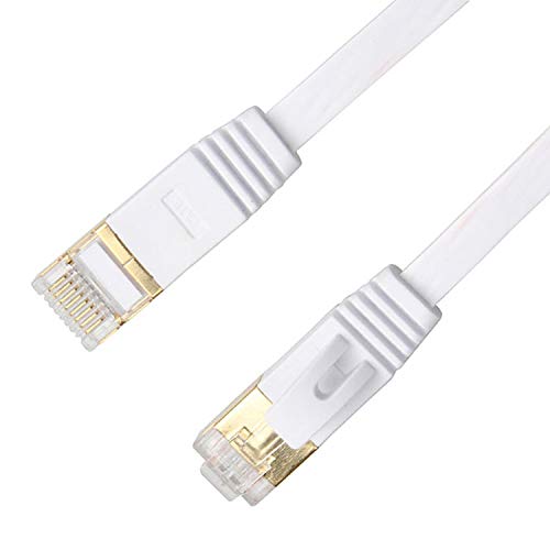  [AUSTRALIA] - RIHOME 6 Pack Cat 6 Shielded Ethernet Cable 10ft STP/FTP-Flat Internet Network LAN Patch Cords – Solid Cat6 High Speed Computer Wire with Clips& Snagless Rj45 Connectors (6X 10ft White) 6x 10ft white