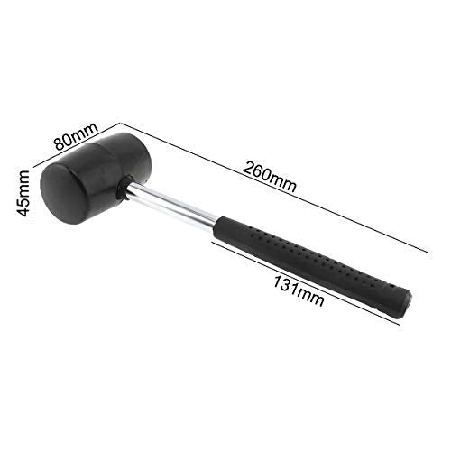  [AUSTRALIA] - OriGlam Black Rubber Mallet Rubber Hammer, Soft-Face Hammer Deadhead Rubber Mallet, Anti-Slip Stainless Steel Tube, Rubber Handle Rubber Head Mallet Grip for All Jobs DIY Hand Tool