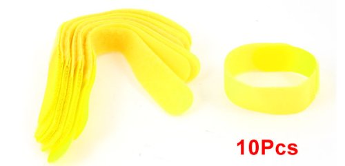  [AUSTRALIA] - Uxcell Detachable Fastener Hook Loop Tie Cable Organizer, 10 Pcs, Yellow