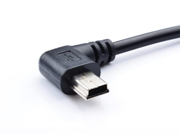  [AUSTRALIA] - LARRITS Extra Long 5M USB 2.0 to Mini USB Cable 90 Degree Left Angle Power Supply Charge Cord with 5pc Wiring Clips for Garmin nuvi GPS Car Dash Cam GPS Navigator DVR Camcorder Camera 5M Left Angle