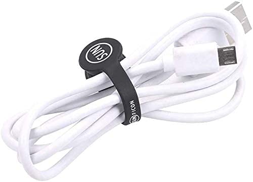  [AUSTRALIA] - SUNFICON Cable Organizers Magnetic Cable Clips Earbuds Cords Winder Bookmark Clips Whiteboard Noticeboard Fridge Magnets USB Cable Manager Ties Straps for Home,Office,School 5 Pack Gray White Black