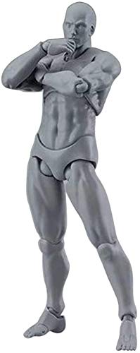  [AUSTRALIA] - ABROBROKI Body Kun Doll, Artists Manikin Blockhead Jointed Mannequin Drawing Figures for Figure Model Male+Female Set (Gray) Gray