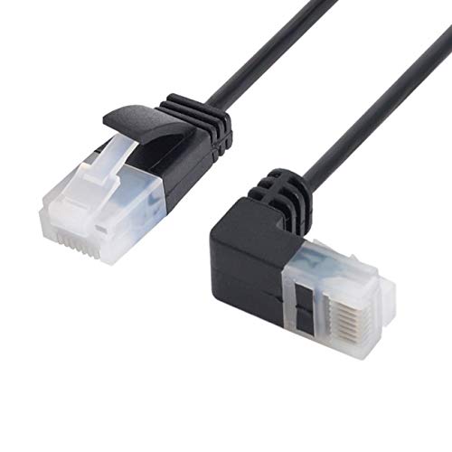  [AUSTRALIA] - Cablecc Ultra Slim Cat6 Ethernet Cable RJ45 Down Angled to Straight UTP Network Cable Patch Cord 90 Degree Cat6a LAN for Laptop Router TV Box 3M 300cm