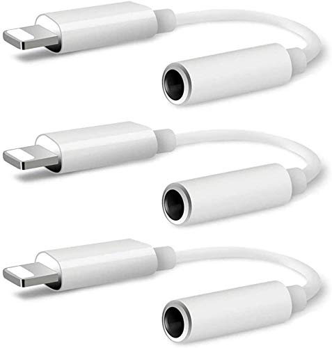  [AUSTRALIA] - [Apple MFI Certified] 3 Pack for iPhone Headphone Adapter, iPhone 3.5mm Headphone Aux Audio Dongle Splitter Jack Adaptor for iPhone 12/11/11 Pro/XR/XS/X 8 7/iPad/iPod, Support All iOS System(White)