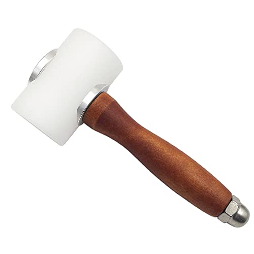  [AUSTRALIA] - Leather Carving Hammer Mallet Wood Handle Nylon Hammer Mallet for Leathercraft Leather Carving DIY Leathercraft Mallet, Nylon T Head Wood Handle 7.4 Inch