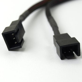  [AUSTRALIA] - 3-Pin Fan Cable Y Splitter Extension with Black Sleeving & Black Connectors (6" Length)