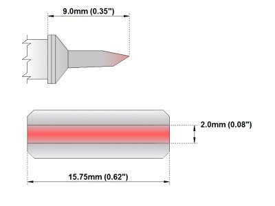  [AUSTRALIA] - Thermaltronics M7LB126 Blade Tip 15.75mm (0.62in) interchangeable for Metcal SMTC-161