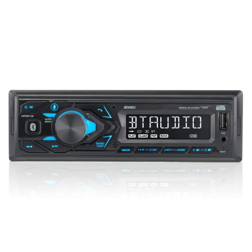  [AUSTRALIA] - JENSEN MPR210 7 Character LCD Single DIN Car Stereo Receiver | Push to Talk Assistant | Bluetooth Hands Free Calling & Music Streaming | AM/FM Radio | USB Playback & Charging | Not a CD player Single DIN BT Car Stereo