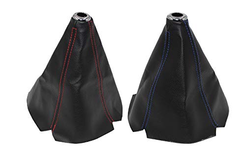  [AUSTRALIA] - Universal Auto Manual Gear Shift Knob Boot Dust Cover，Made Of Black Pu Leather With Red Seams And Blue Seams (blue)