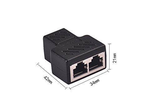  [AUSTRALIA] - RJ45 Splitter Connectors Adapter 1 to 2 Ethernet Splitter Coupler Double Socket HUB Interface Contact Modular Plug Connect Network LAN Internet Cat5 Cat6 Cable 2 Pack (CAN'T RUN BOTH AT THE SAME TIME)