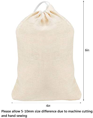  [AUSTRALIA] - 50Pcs Cotton Drawstring Bags, Reusable Muslin Bag Natural Cotton Bags with Drawstring Produce Bags Bulk Gift Bag Jewelry Pouch for Party Wedding Home Storage, Natural Color (4x6 Inch) 4x6 Inch