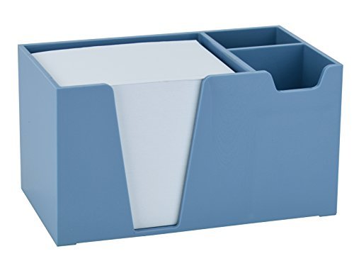 Acrimet Desktop Organizer Pencil Paper Clip Caddy Holder (Plastic) (with Paper) (Solid Blue Color) - LeoForward Australia