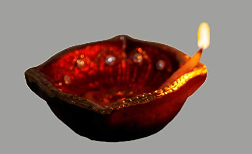  [AUSTRALIA] - Tuelip Handmade Traditional Terracotta Clay Diya,Earthen Traditional Diwali Diya Oil Lamps for Pooja. Diwali Diya Set of 4 (Multicolor)