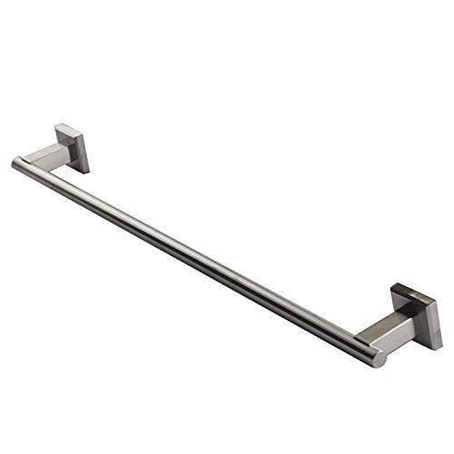  [AUSTRALIA] - QT Home Decor Premium Modern Single Towel Bar Rack w/Square Base (24 Inches)- Brushed Finish, Made from Stainless Steel, Water and Rust Proof, Wall Mounted, Easy to Install