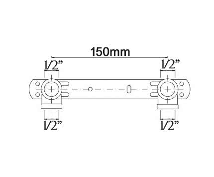  [AUSTRALIA] - Aqbau® mounting unit mounting plate wall disc for bathroom fittings water drinking water heating brass metal 1/2"x1/2" 150mm 1/2"x1/2" - 150mm