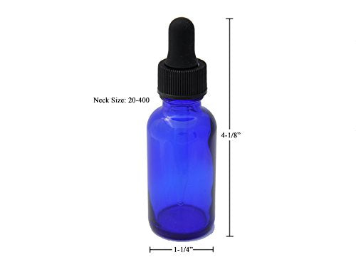 Dropper Stop 1oz Cobalt Blue Glass Dropper Bottles (30mL) with Tapered Glass Droppers - Pack of 2 - LeoForward Australia