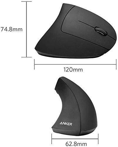  [AUSTRALIA] - Anker 2.4G Wireless Vertical Ergonomic Optical Mouse, 800 / 1200 /1600 DPI, 5 Buttons for Laptop, Desktop, PC, Macbook - Black