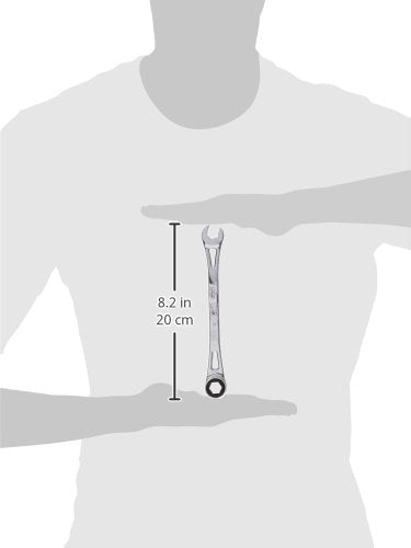 SK Hand Tool 80040 1/2" 6 Point X-Frame Metric Combination Ratcheting Wrench, Chrome, 1.7° Arc Swing, 216 Positions, Made in America - LeoForward Australia