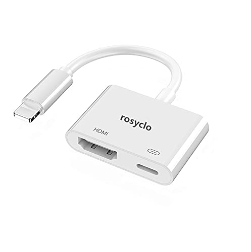  [AUSTRALIA] - rosyclo Lightning to Digital AV Adapter MFi Certified 1080P Lightning to HDMI Adapter Sync Screen HDMI Connector with Charging Port for iPhone, iPad, iPod on HDTV/Projector/Monitor, Support All iOS