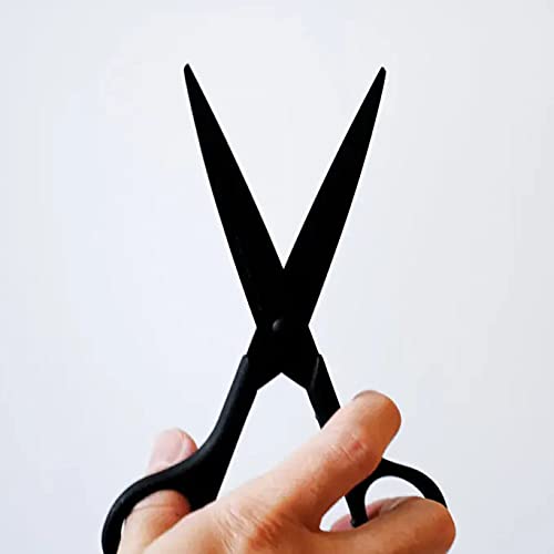  [AUSTRALIA] - ALLEX Black Scissors All Purpose Sharp Japanese Stainless Steel Blade, Non-Sticking Fluorine Coating Blade for Adhesive Tape, Made in JAPAN