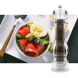  [AUSTRALIA] - Kaiciuss salt and pepper grinder mill set refillable large,the best transparent acrylic grinders for whole peppercorn and himalayan salt Black Box 2 Pack