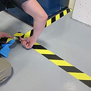  [AUSTRALIA] - Black & Yellow Hazard Safety Floor Tape, 3 inch x 54 feet - Ideal for Walls, Floors, Pipes and Equipment. 1