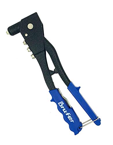 BRUFER 72481 Professional Pop Rivet Gun Tool with Nozzle Wrench - Single Hand Riveter Tool with 4 Different Interchangeable Heads - LeoForward Australia