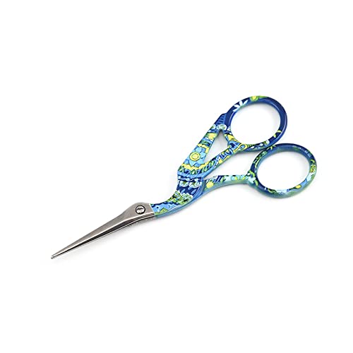  [AUSTRALIA] - Arolly Embroidery Scissors 5.51-inch Small Sewing Scissors Retro Style Craft Scissors for Art Needle Work -Green Flower
