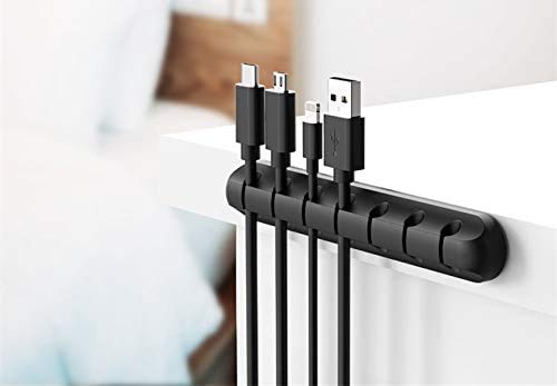  [AUSTRALIA] - Cable Holder Clips Cord Management Desktop Cable Organizer Adhesive Hooks,Wire Cord Holder for Power Charging Cord,Mouse Cable,USB Cord,PC, Office and Home(7 Bay) 7 Bay