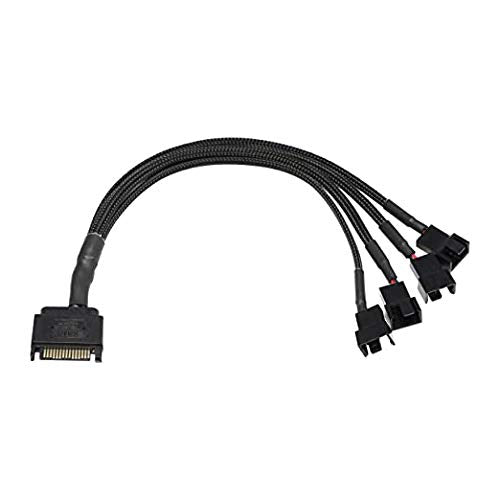  [AUSTRALIA] - SATA to 3 Pin 4 Pin Fan Adapter,15pin SATA to 4 x 3 pin / 4 Pin 12V PC Case Fan Splitter Extension Power Cable Adapter-28cm-2pcs