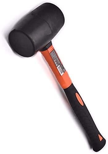  [AUSTRALIA] - Edward Tools Harden Rubber Mallet Hammer 16 oz - Durable Eco-friendly Rubber Hammer Head for Camping, Flooring, Tent Stakes, Woodworking, Soft Blow Tasks without Damage - Ergonomic Grip Handle