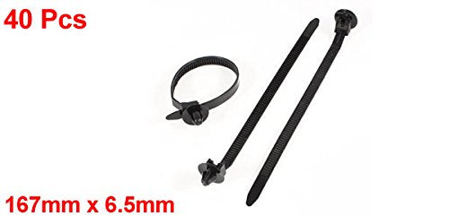  [AUSTRALIA] - uxcell Nylon Umbrella Wing Push Mount Cable Tie, 167mm x 6.5mm, 40 Pcs, Black