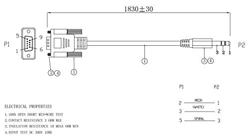 LIANSHU DB9 Male to DC3.5mm Male Serial RS232 Cable L= 6FT Black - LeoForward Australia