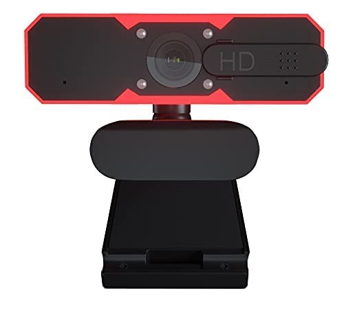  [AUSTRALIA] - Generic RGB Webcam - 1080p HD Web Cam with Microphone, Privacy Cover - 7 RGB Lights, 2-Level Adjustable Brightness - Computer, Desktop PC, Laptop Web Camera for Live Streaming, Skype, Video Calls