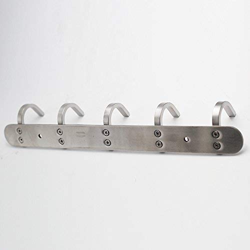  [AUSTRALIA] - Coat Hook Rack with 5 Square Hooks - Premium Modern Wall Mounted - Ultra durable with solid steel construction, Brushed stainless steel finish, Super easy installation, Rust and water proof