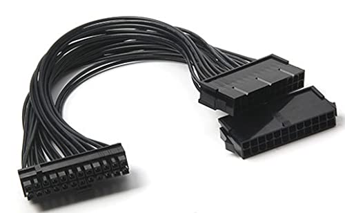  [AUSTRALIA] - Dafensoy SATA Cable, Dual PSU Power Supply 24-Pin Adapter Cable Extension Cord for ATX Motherboard 24pin Chassis Power Start Line 18AWG (1Feet)