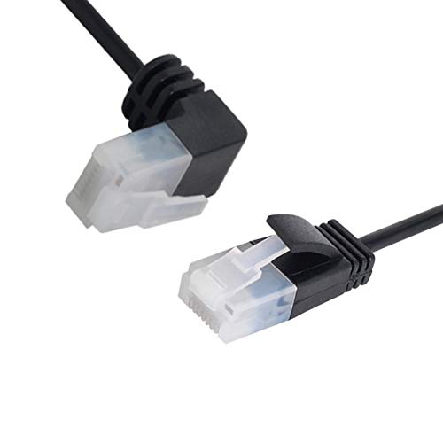  [AUSTRALIA] - Cablecc Ultra Slim Cat6 Ethernet Cable RJ45 Up Angled to Straight UTP Network Cable Patch Cord 90 Degree Cat6a LAN for Laptop Router TV Box 1M 100cm