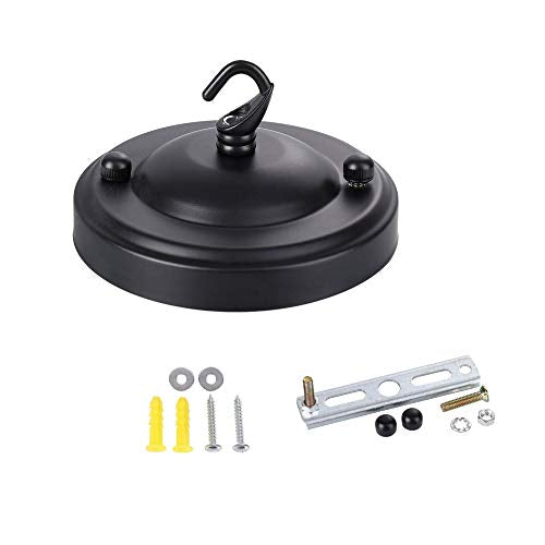 [AUSTRALIA] - 【Upgraded Version】Light Canopy Kit Black, Vintage Chandelier Ceiling Plate, Retro Light Canopy, Iron Chandelier Canopy with Hook for Pendant Light or Chandelier, Max Load 22LBS, Plant Hanger