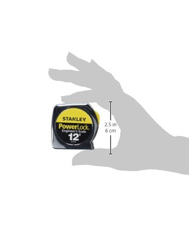  [AUSTRALIA] - STANLEY PowerLock Tape Measure, Heavy-Duty, Engineer’s Scale with Metal Case, 12-Foot (33-272)