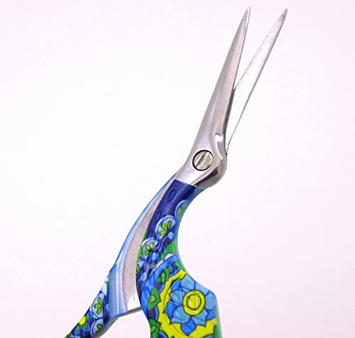  [AUSTRALIA] - Arolly Embroidery Scissors 5.51-inch Small Sewing Scissors Retro Style Craft Scissors for Art Needle Work -Green Flower